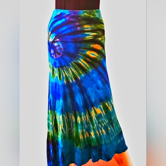 TIE DYE Rayon Stretchy Long Flare Skirt-**4 Colors Avail*** NEW OS - Picture 1 of 9